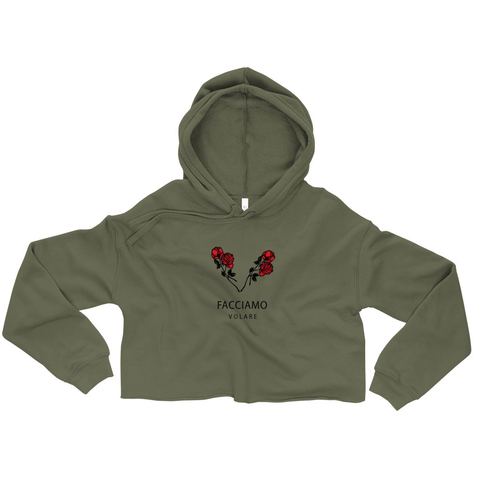 Red Rose Crop Hoodie (FV) - Facciamo Volare