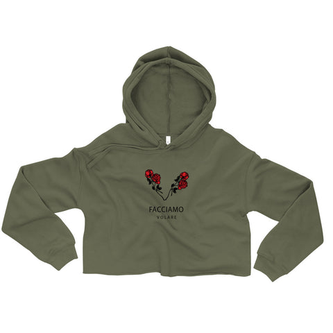 Red Rose Crop Hoodie (FV) - Facciamo Volare